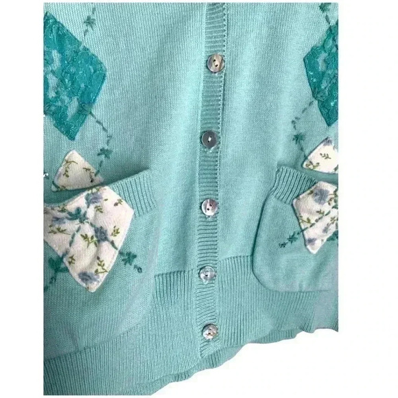 Vintage Women's Tailor Sweater Cardigan Size XS Aqua - Picture 3 of 6